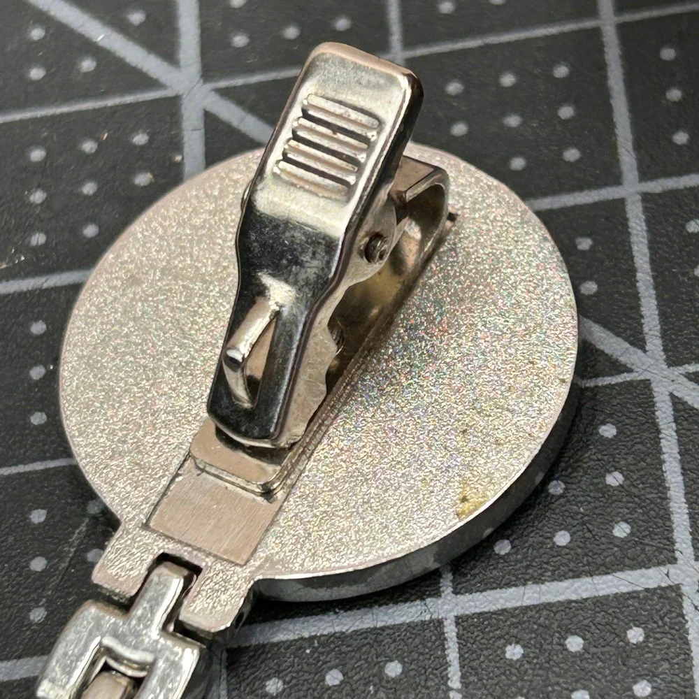 Smiley Face Nurse Lapel Fob Watch Silver Tone Medical Clip‎ On Quartz Analog